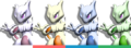 Mewtwo's palette swaps in Super Smash Bros. Melee