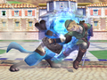 Lucario using Force Palm as a close-range attack