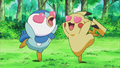 Pikachu and Piplup hugging