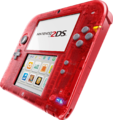 A Transparent Red/Crystal Red Nintendo 2DS