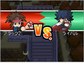 The male player character and the rival's VS sprites