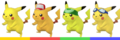Pikachu's palette swaps in Super Smash Bros. Brawl