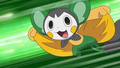 Cilan's Pansage dressed as Elesa's Emolga.