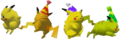 Pikachu's palette swaps in Super Smash Bros.