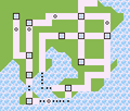 In-game map of the Kanto region from Generation I