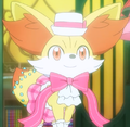 As a Fennekin in her stage outfit