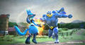 Machamp hitting Lucario