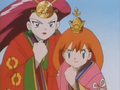 Misty wearing a pink kimono and crown
