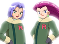 Jessie and James wearing green Team Rocket snow coats in Let it Snow, Let it Snow, Let it Snorunt!