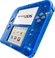 A Transparent Blue/Crystal Blue Nintendo 2DS