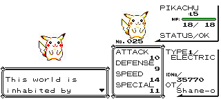 Color palette comparison of Pikachu in Pokémon Yellow