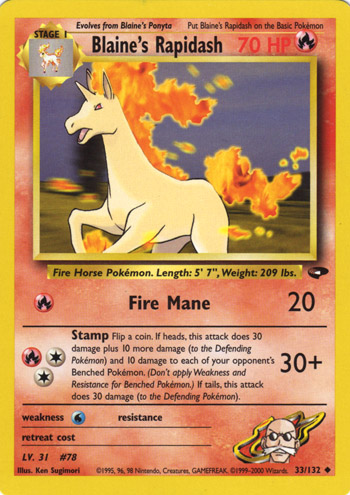 Blaine's Ponyta 1st Edition Gym Challenge Pokemon Card LP