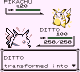 Ditto transformed into a gray Pikachu in Pokémon Red and Blue