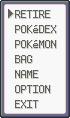 The menu in Pokémon FireRed and LeafGreen's Safari Zone