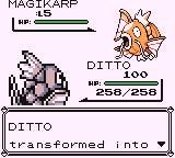Ditto transformed into a gray Magikarp in Pokémon Red and Blue
