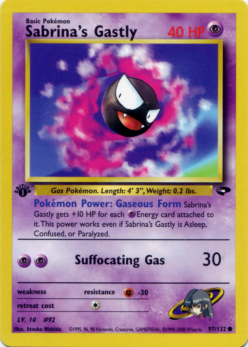 2000 Pokemon Cards NM+ Sabrina's Gastly # 93/132 GYM HEROES set
