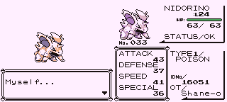 Color palette comparison of Nidorino in Pokémon Red and Blue