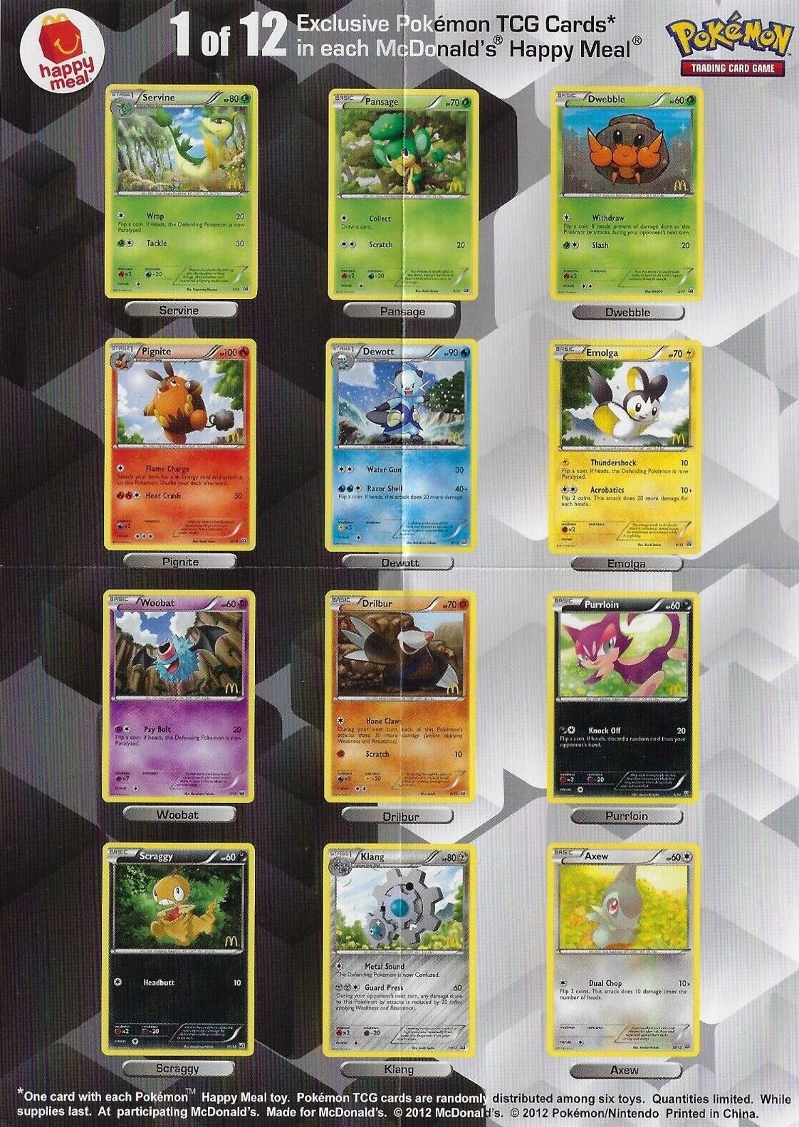Mcdonalds Pokemon Cards, Collection Anime Cards