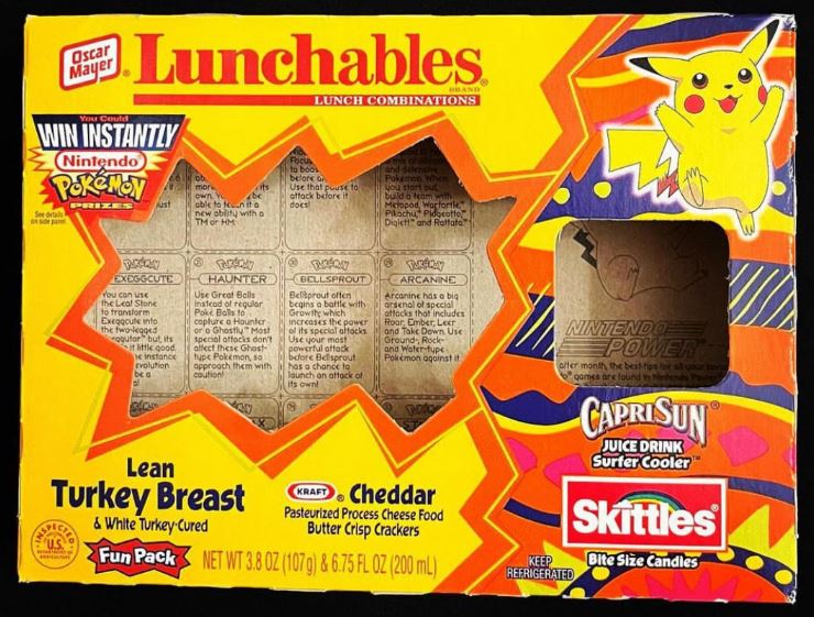 Front of a Oscar Mayer Lunchables Pokémon Trading Cards Promotional Box