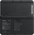 Back of a Black New Nintendo 3DS without cover plates