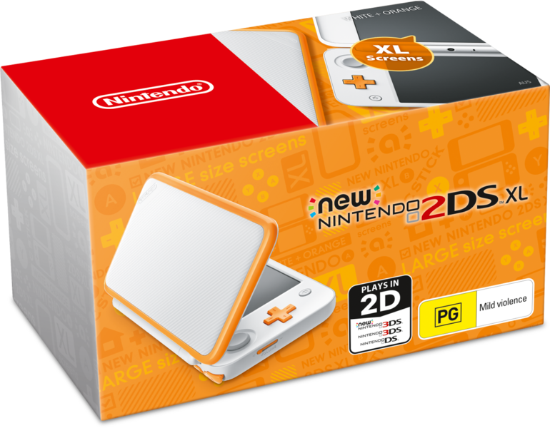 File:New Nintendo 2DS XL White-Orange box Australia.png