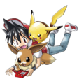 Red with Pika and Vee from Pokémon Adventures
