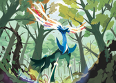 Xerneas healing a forest, drawn by Yusuke Ohmura[citation needed]