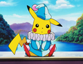 Pikachu's clown outfit in Lucario and the Mystery of Mew
