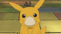 Ash's Pikachu dressed up as a Psyduck.