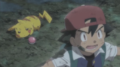 Ash wearing his I Choose You! and The Power of Us hat backwards