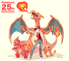 Charmander, Charmeleon, Charizard & Red Tomohiro Kitakaze 2021-02-27.png