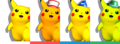 Pikachu's pallette swaps in Super Smash Bros. Melee