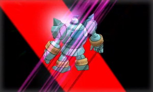 XY Prerelease Golurk attacked.png