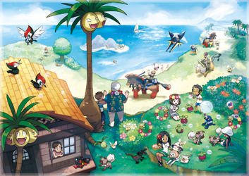 Dr. Lava on X: Pokemon: Only in Japan This Alola League concept art was  featured in the Alola Region Artworks, an art book that included 253  pages of development artwork for every