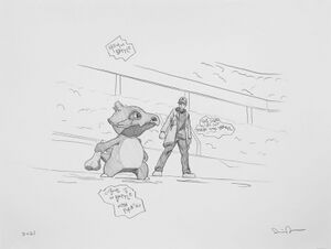 Daniel Arsham Pokémon Study for Field Animation Battle! Trainer & Cubone.jpg