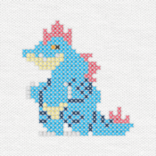 "The Feraligatr embroidery from the Pokémon Shirts clothing line."