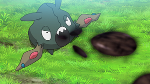 Pokémon hunter Trubbish Sludge Bomb.png
