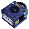 The decals that came along with the pre-order displayed on a GameCube