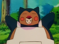 Jessie disguised as a Snorlax