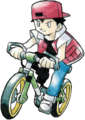 Riding the Bicycle from Pokémon Blue (JP) and Pokémon Red and Blue by Ken Sugimori