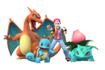 Pokémon Trainer with Squirtle, Ivysaur, and Charizard from Super Smash Bros. Brawl