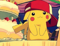 Pikachu wearing Ash's Original Cap