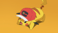 Pikachu wearing Ash's hat before performing 10,000,000 Volt Thunderbolt
