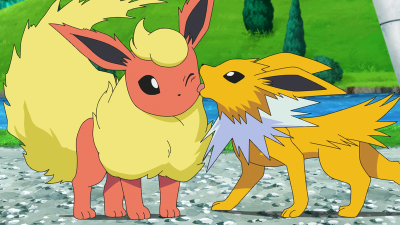 File:Eevee Evolution Lab Flareon Jolteon.png