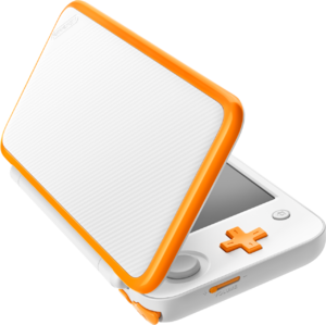 New Nintendo 2DS XL White-Orange angled.png