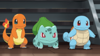 Bulbasaur, Charmander, and Squirtle