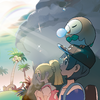 Artwork of Lillie and Elio on Exeggutor Island for Pokémon Day 2022