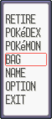 The menu in Pokémon Ruby and Sapphire's Safari Zone