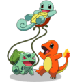 With Charmander and Squirtle in 2004 artwork from the japanese Pokémon website