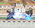 Lucario using Force Palm as a long-range attack